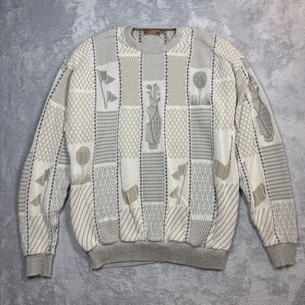 Vintage Shenandoah Sweater Mens XXLT Cream Golf Cotton Knit Pullover 90s